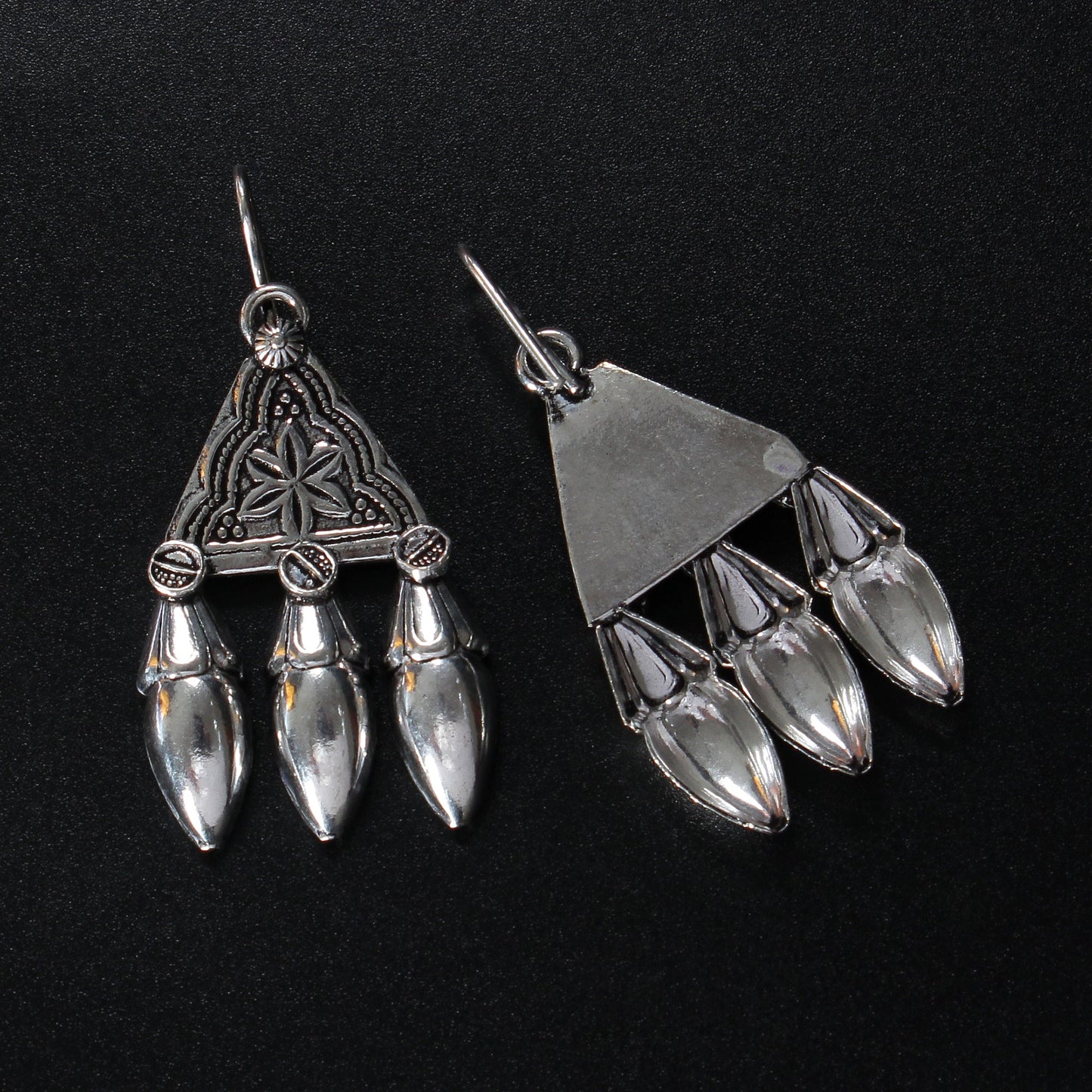 SitaaraJhal- Silver Brass Oxidised dangler earrings
