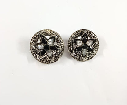 Gulmira- Silver oxidised stud earrings