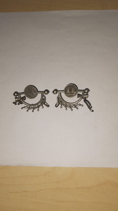 Rupal- Silver Brassoxidised Stud Earrings